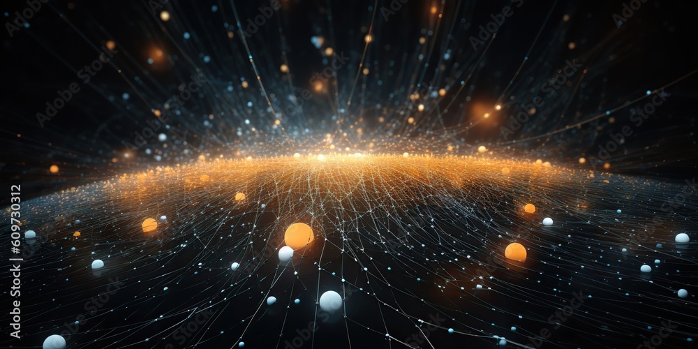 Wall mural ai generated. ai generative. abstract network atom abstract decoration space galaxy background. grap