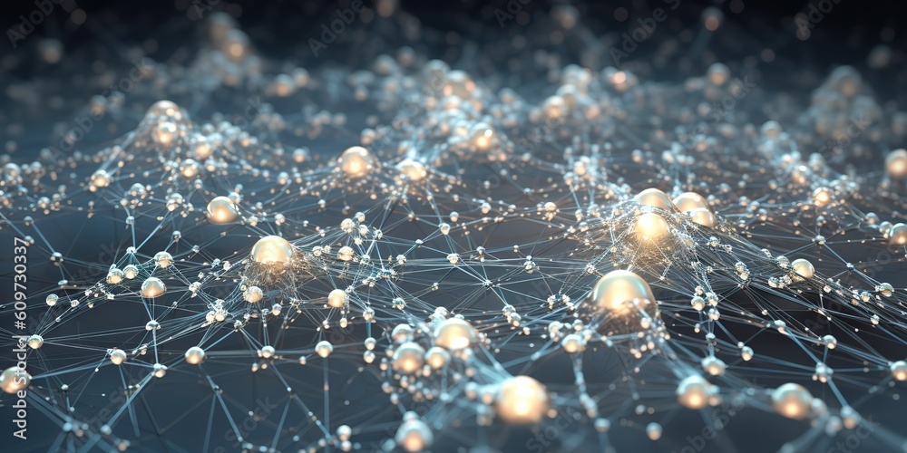 Wall mural ai generated. ai generative. abstract network atom abstract decoration space galaxy background. grap