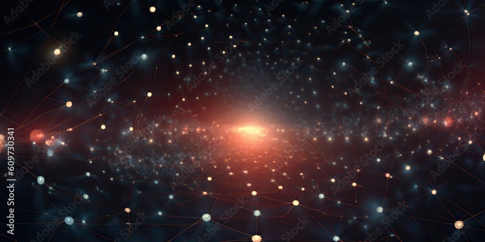Wall mural ai generated. ai generative. abstract network atom abstract decoration space galaxy background. grap