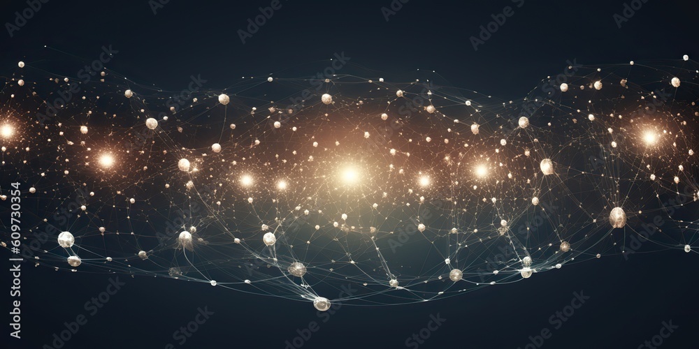 Wall mural ai generated. ai generative. abstract network atom abstract decoration space galaxy background. grap