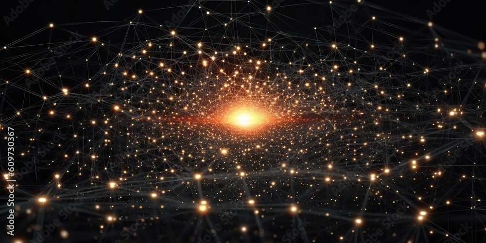 Wall mural ai generated. ai generative. abstract network atom abstract decoration space galaxy background. grap
