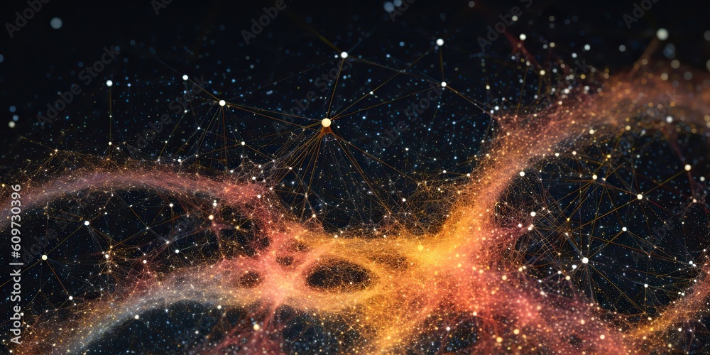 Wall mural ai generated. ai generative. abstract network atom abstract decoration space galaxy background. grap