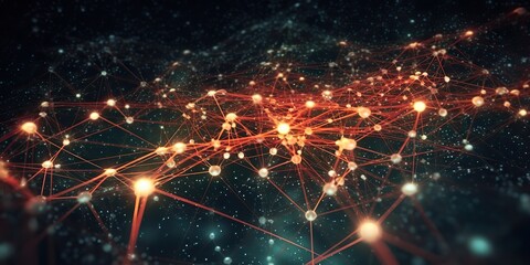 Fototapeta premium AI Generated. AI Generative. Abstract network atom abstract decoration space galaxy background. Graphic Art