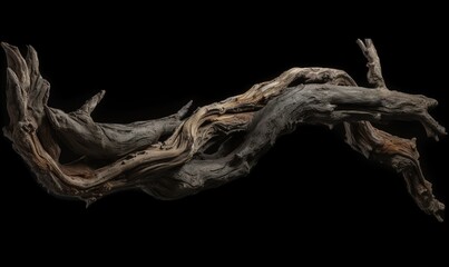  a branch of a tree that has been cut in half and is still attached to a black background with a black background and a black background.  generative ai
