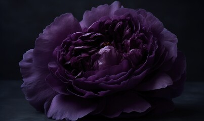  a large purple flower on a dark background with a dark background behind it and a dark background behind it with only one flower in the center.  generative ai