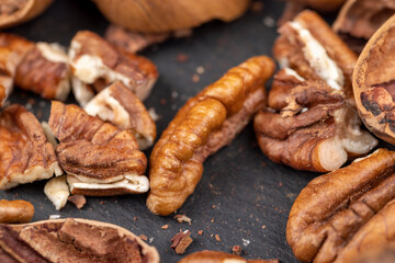 fresh crop of pecans on the surface