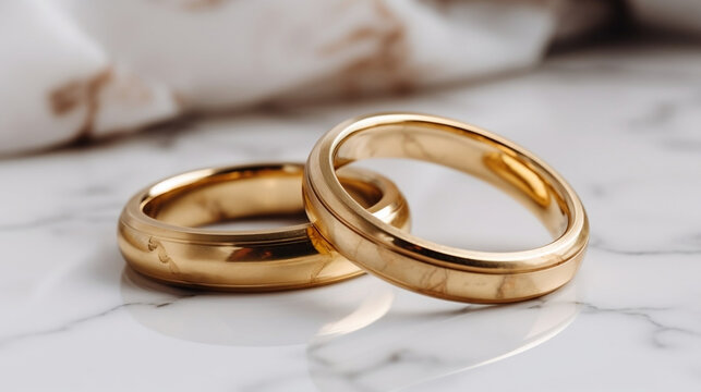 24K Gold Wedding Bands, Jewelry, Gold Ring image created by Generative AI