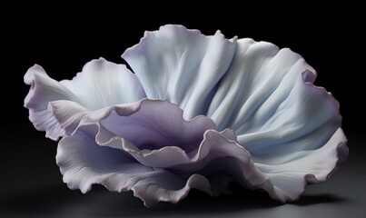  a blue flower with white petals on a black background with a black back ground and a black back ground with a black back ground and a black back ground.  generative ai