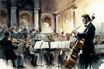 Fototapeta premium Soloist in a symphony orchestra. Generative AI.