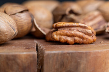 Pecan in a shell on the table