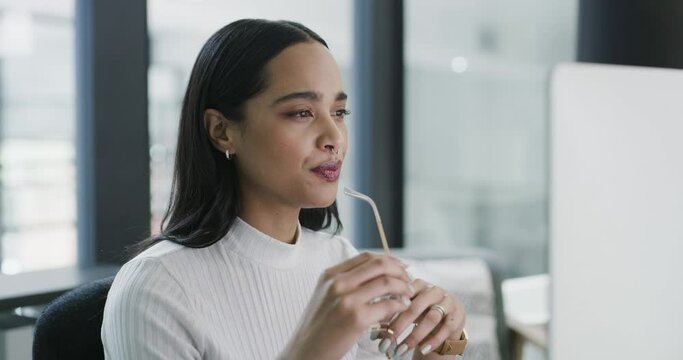 Business woman, headache and stress in mental health, burnout or overworked and strain at office. Tired and frustrated female employee in fail, mistake or project anxiety and head pain at workplace