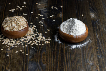 Wheat flour from a wooden bowl