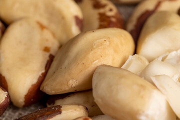 High-quality Brazil nuts peeled from the shell on the table