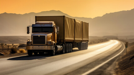 Obraz premium Truck on Highway, Logistics Industry Images. Ai generated.