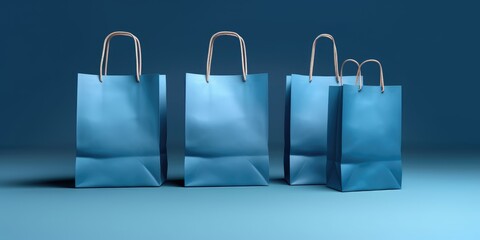 Blue shopping bags. Blue background.