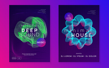 Abstract music flyer. Techno dj party. Electro dance event. Electronic trance sound. Club poster.