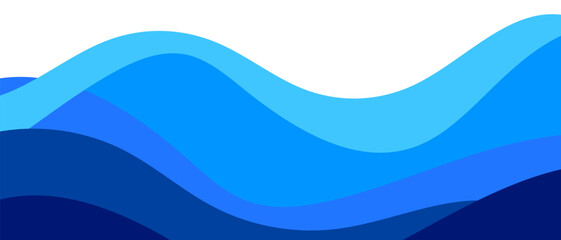 Blue water wave background. Vector ocean illustration in flat style.
