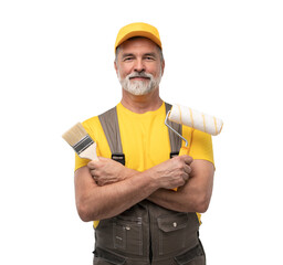 mature friendly painter. Isolated on transparent © opolja