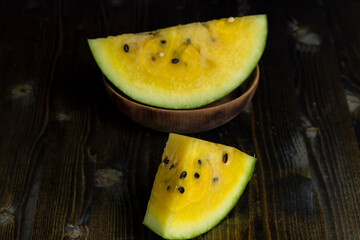 slices of sweet yellow watermelon
