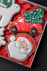 Fresh delicious baked christmas or new year gingerbread cookies