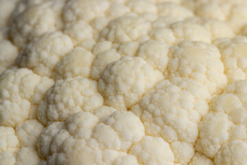 details of white cauliflower on the kitchen table