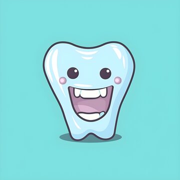 Simple funny teeth illustration cartoon, AI generated