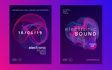 Neon club flyer. Electro dance music. Trance party dj. Electronic sound fest. Techno event poster.