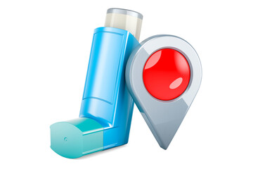 Metered-dose inhaler, MDI with map pointer, 3D rendering