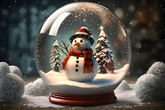 Snow ball on christmas background, AI generated