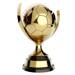 Gold 3d soccer cup isolated on white background, AI generated