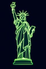 Statue of liberty in neon outlines, AI generated