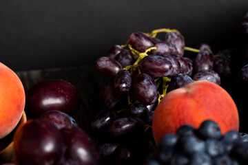 Ripe fresh grapes on a board