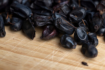 Black spices of dried barberry for cooking meat
