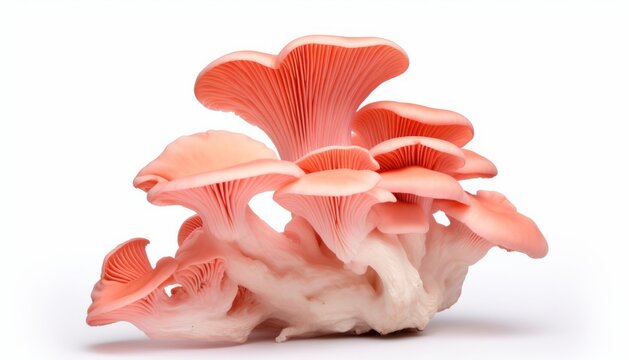 Pink Oyster Mushroom White Background