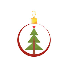 vector icon of christmas tree inside a circle