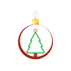 vector icon of christmas tree inside a circle