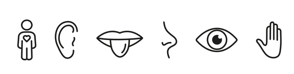 Obraz premium Sense organs icon. Vision, hearing, smell, touch, taste, intuition