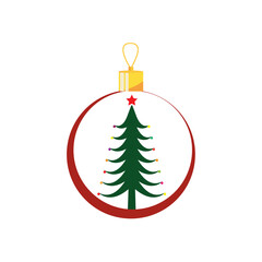 vector icon of christmas tree inside a circle