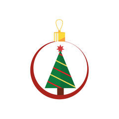 vector icon of christmas tree inside a circle