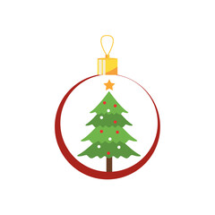 vector icon of christmas tree inside a circle