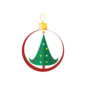 vector icon of christmas tree inside a circle
