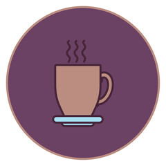 coffee glass vector icon with purple background