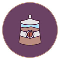 ground coffee jar vector icon with purple background