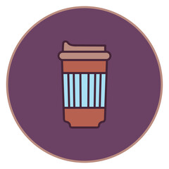 coffee glass vector icon with purple background