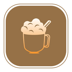 coffee glass vector icon with brown background