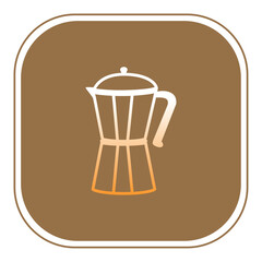 coffee mug vector icon with brown background