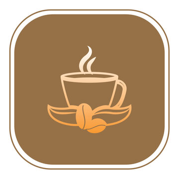 coffee glass vector icon with brown background