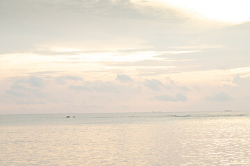 Fototapeta na wymiar Lombok and Gili Air islands, overcast, cloudy day, sky and sea. Sunset, sand beach.