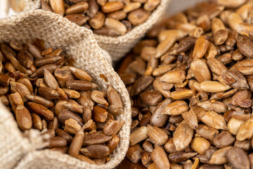 heavily fried sunflower seeds close up