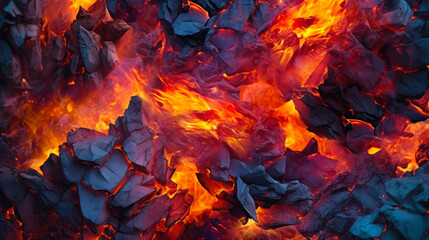 Charcoal for Barbecue Background With Flames Close Up. AI generative